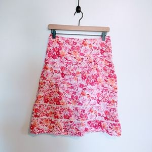 St Johns Bay pink floral aline skirt. Cotton size 4